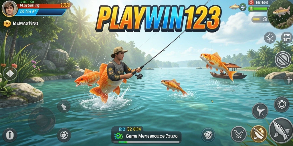 Tampilan antarmuka seru saat memancing di PLAYWIN123.