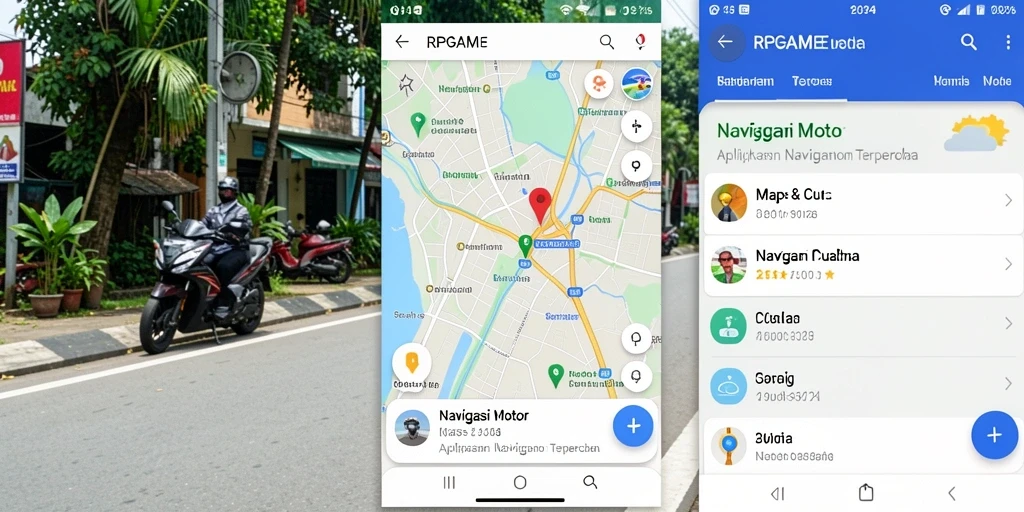 Antarmuka RPGAME menunjukkan rute dan info cuaca dengan jelas.