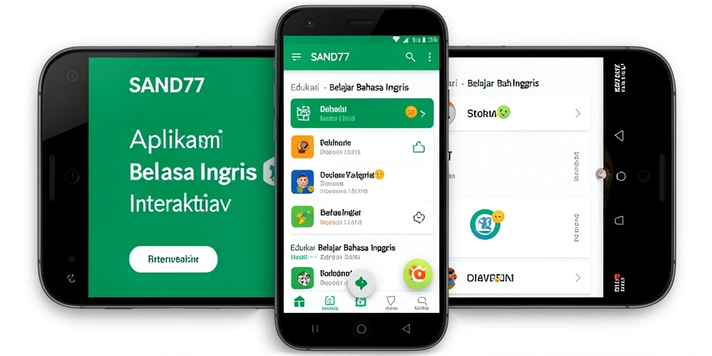 Tampilan antarmuka SAND77 saat belajar bahasa Inggris.