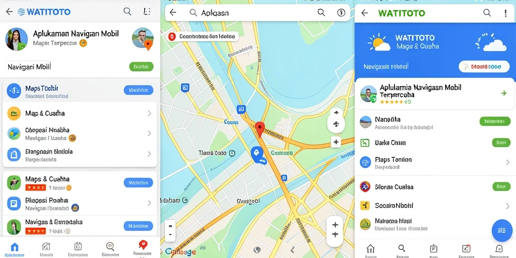 Antarmuka WATITOTO menampilkan navigasi mobil yang sederhana dan informatif.